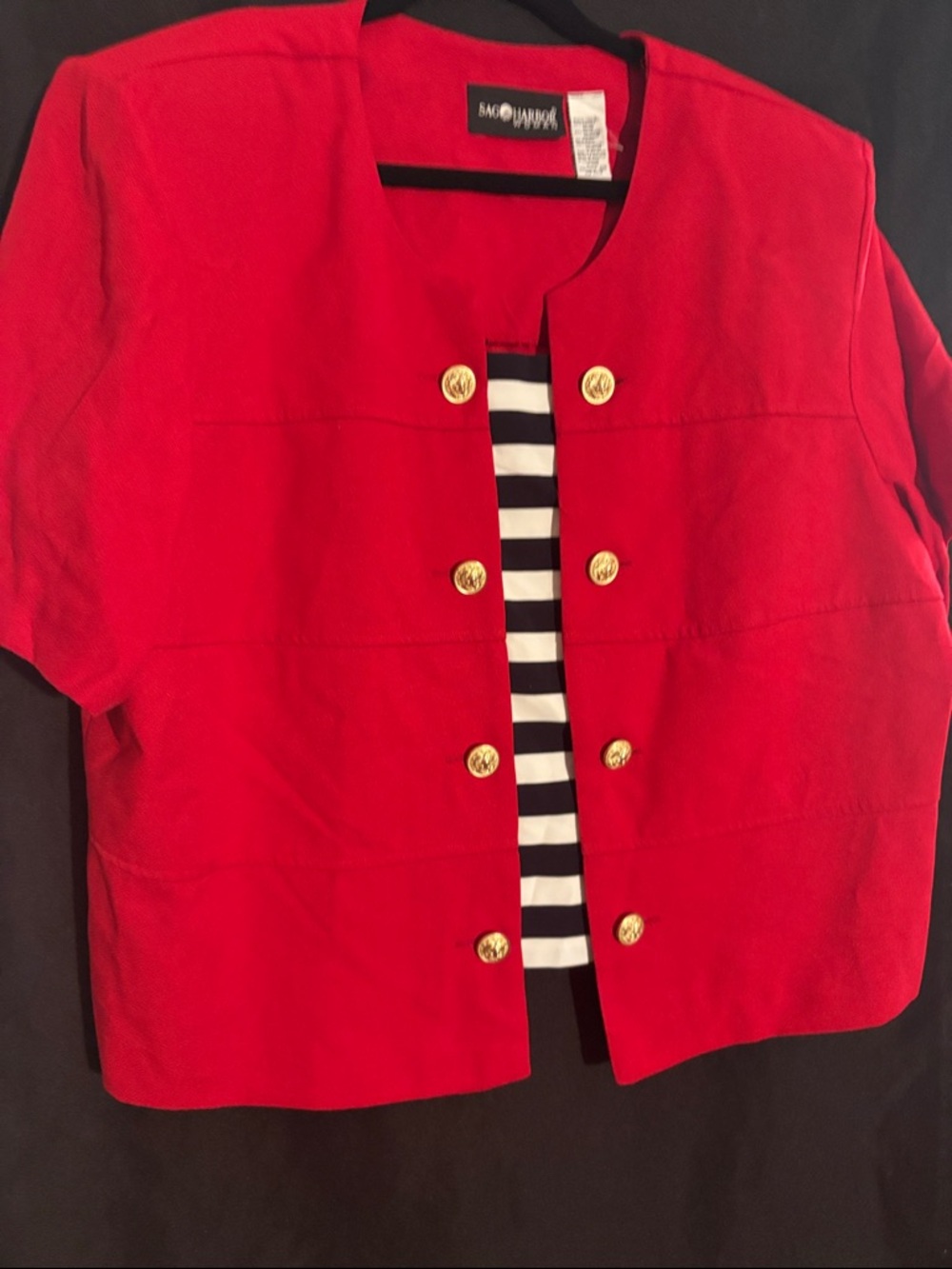 Vintage Sag Harbor Red Boxy Jacket with Gold Buttons